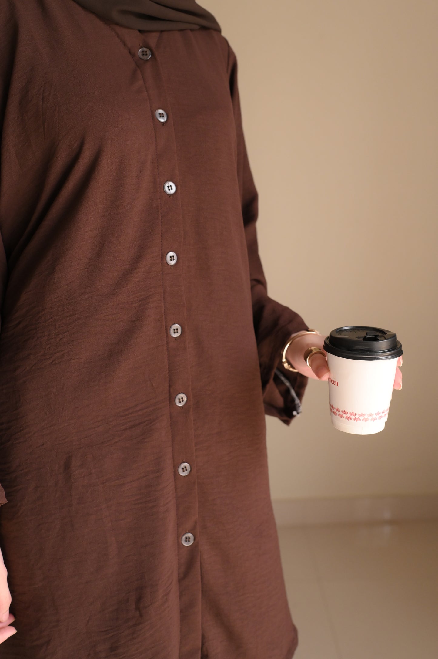 Button Down-Modest Coord Set- Choco