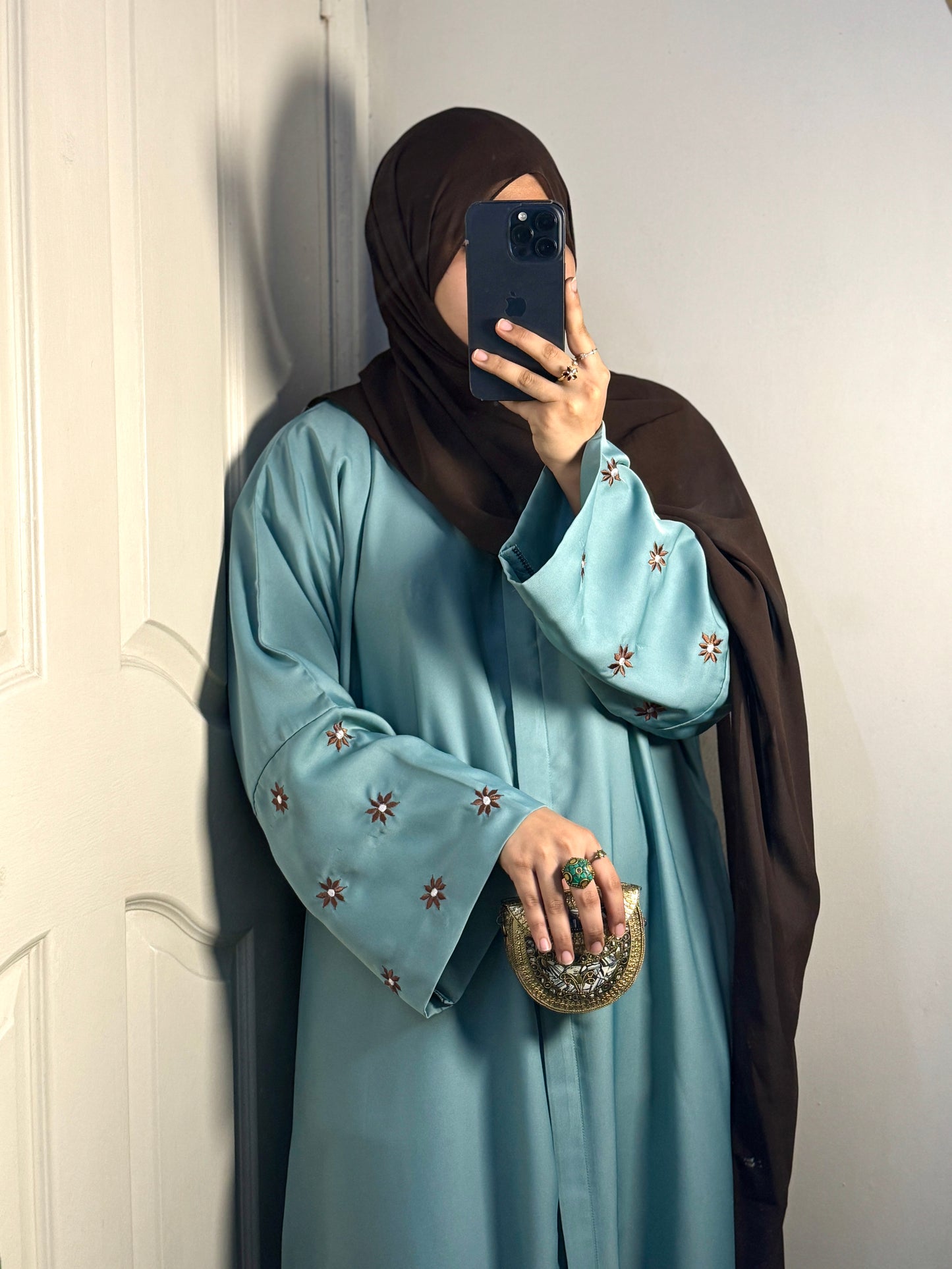 Daisies Abaya- Pistachio Cocoa