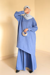 Celestial Coord Set- Denim Blue- Crush Linen