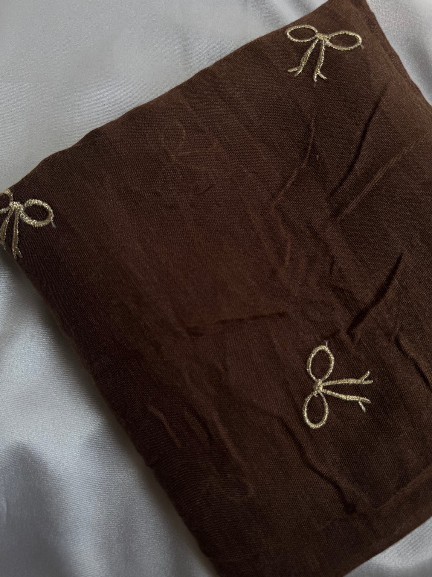 Embroidered Bow Hijabs- Chocolate