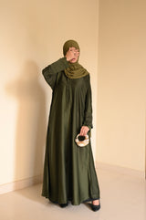 Luxe Olive Coat Abaya- Romantic Nida