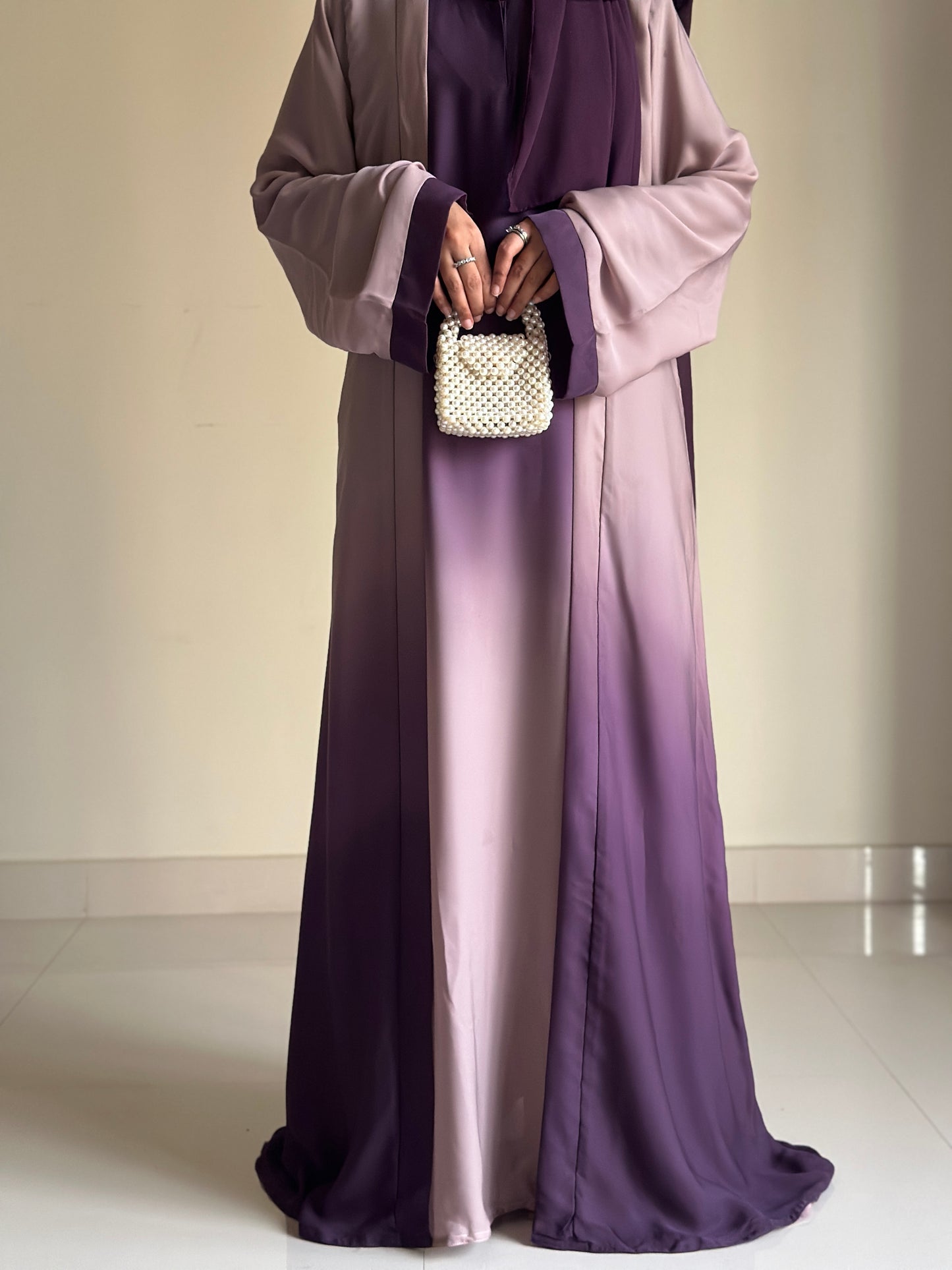 Ombre Coat Abaya- Beige-Violet