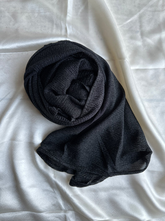 Moonlight Crumple Jersey Hijabs- Black