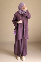 Button Down-Modest Coord Set- Muave Purple