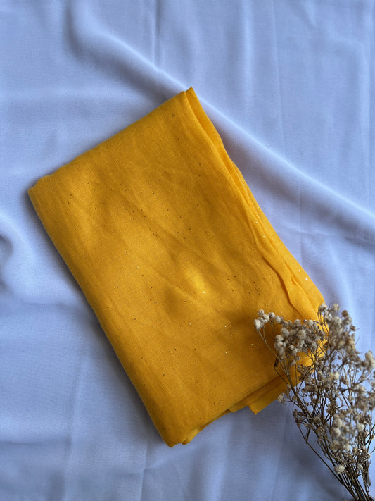 Glitter Studded Lawn Hijab- Mustard Yellow