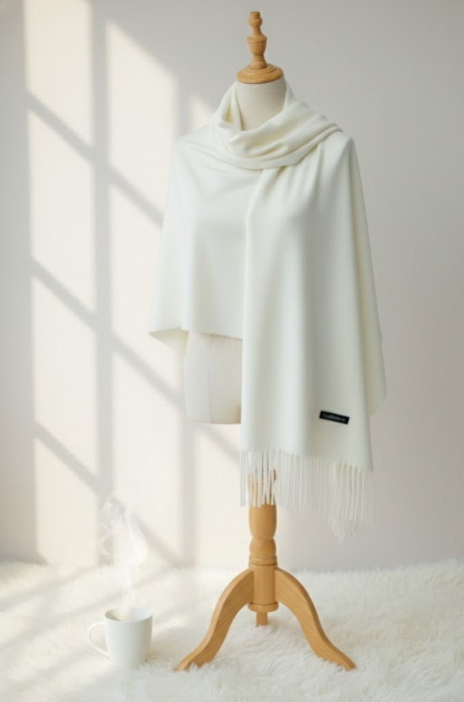 Cashmere Woollen Pashmina- White