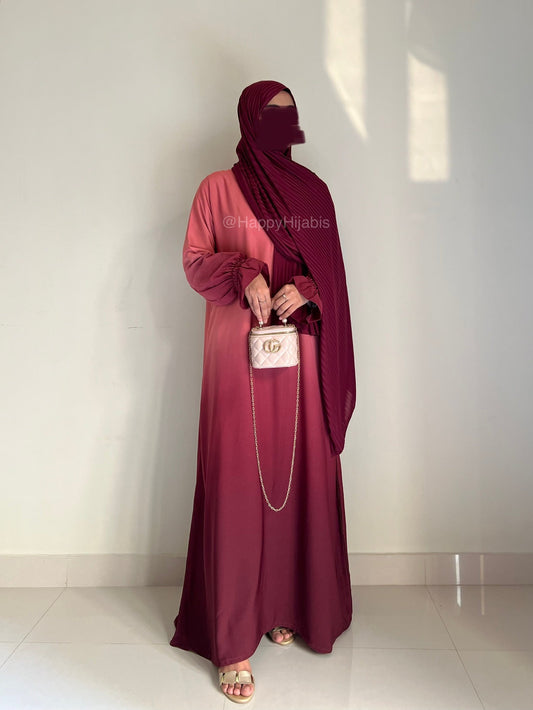 Luxury Ombre Abaya- Maroon Pink