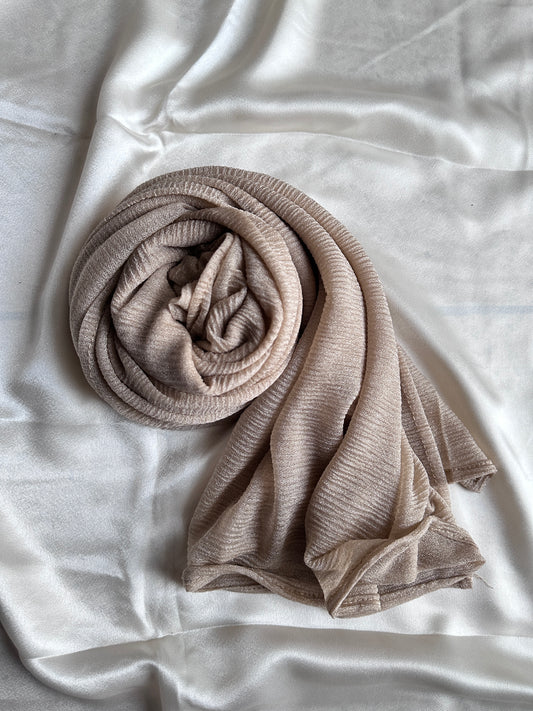 Moonlight Crumpled Jersey Hijabs- Nude Gold