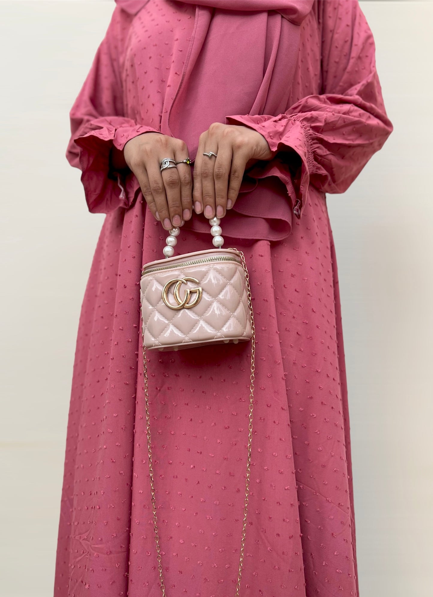 Ayma - Brochia Linen Abaya Dress- Bubblegum Pink