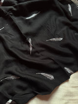 Monochrome- Embroidered Silver Zari Feathers- Luxury Hijab
