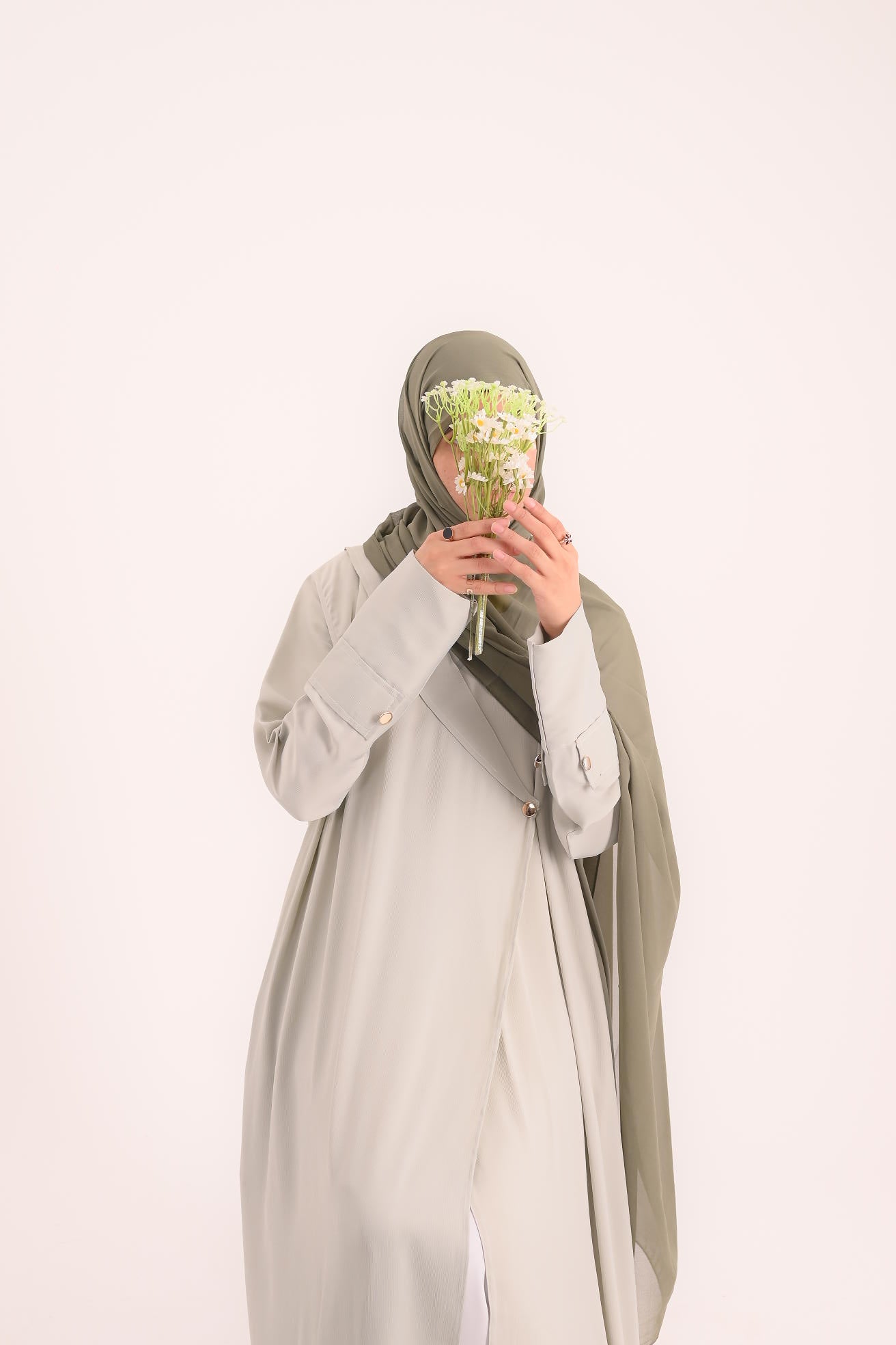 Raha- Bahrain Coat Abaya- Pistachio