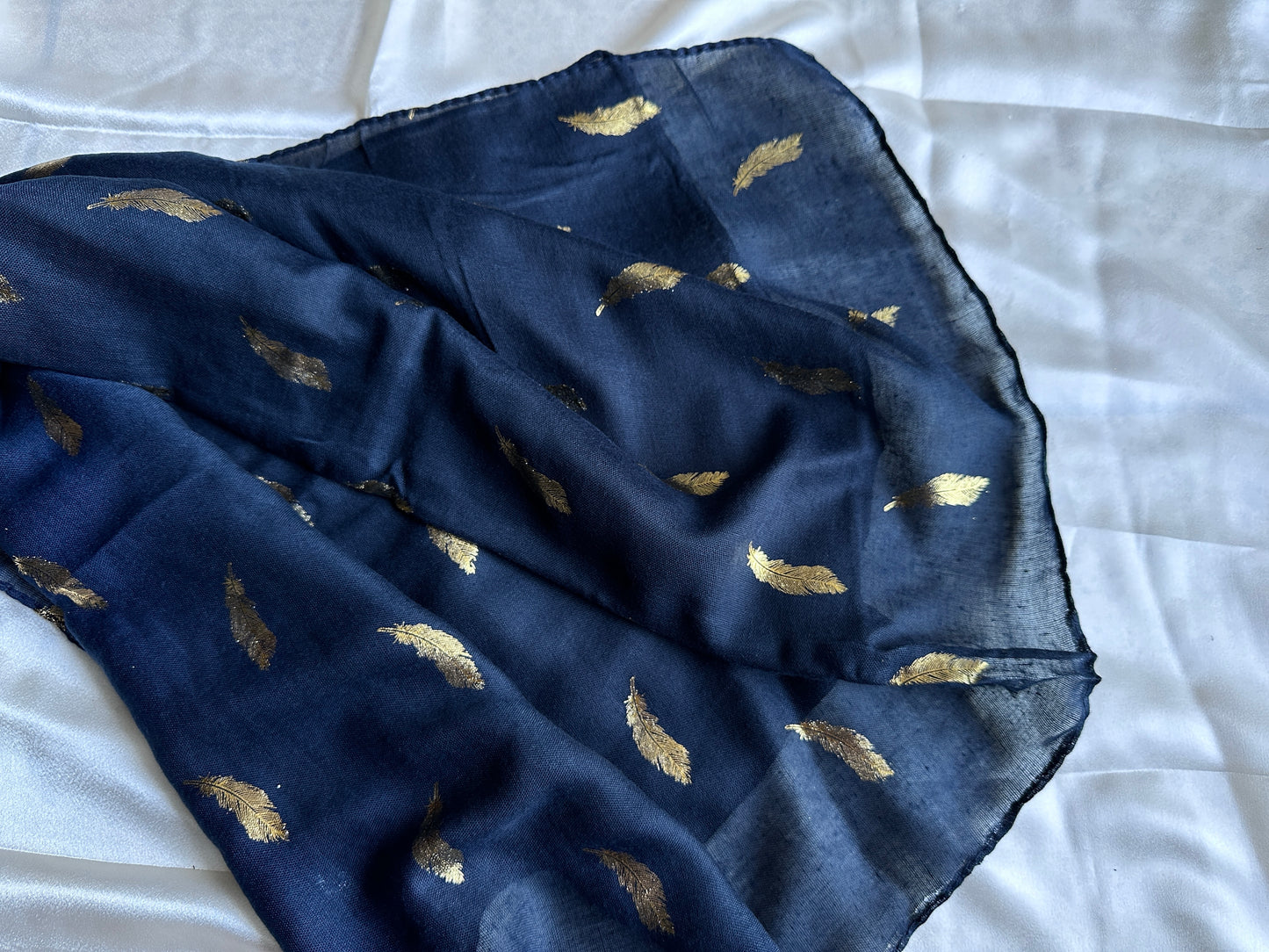 Golden Fantasy Feathers- Navy Blue