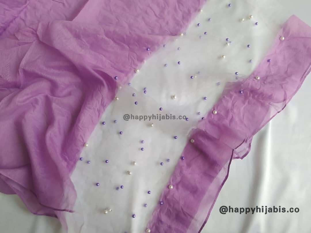 Beaded Organza- Lilac fuschia