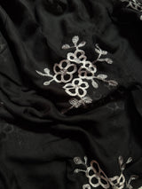 Embroidered White on Black Florals- Luxury Hijab
