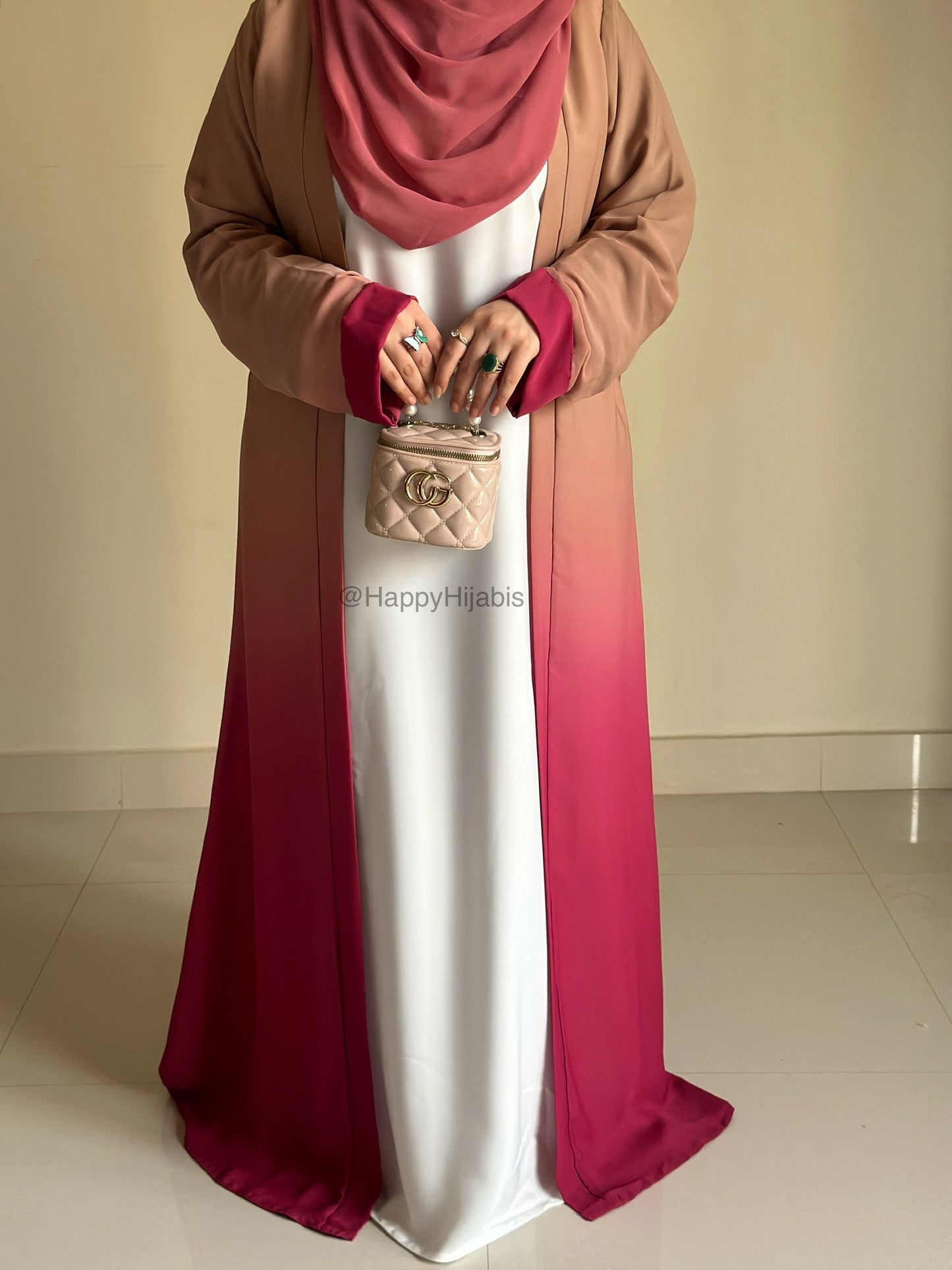 Ombre Coat Abaya- Pink- Brown