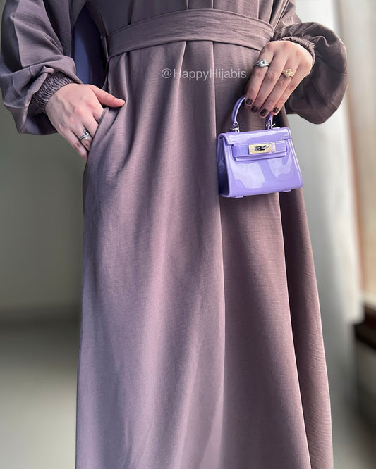 Ayrin- Muave Belt Abaya Dress