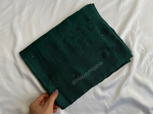 Dynamite Studded Hijabs- Forest Green