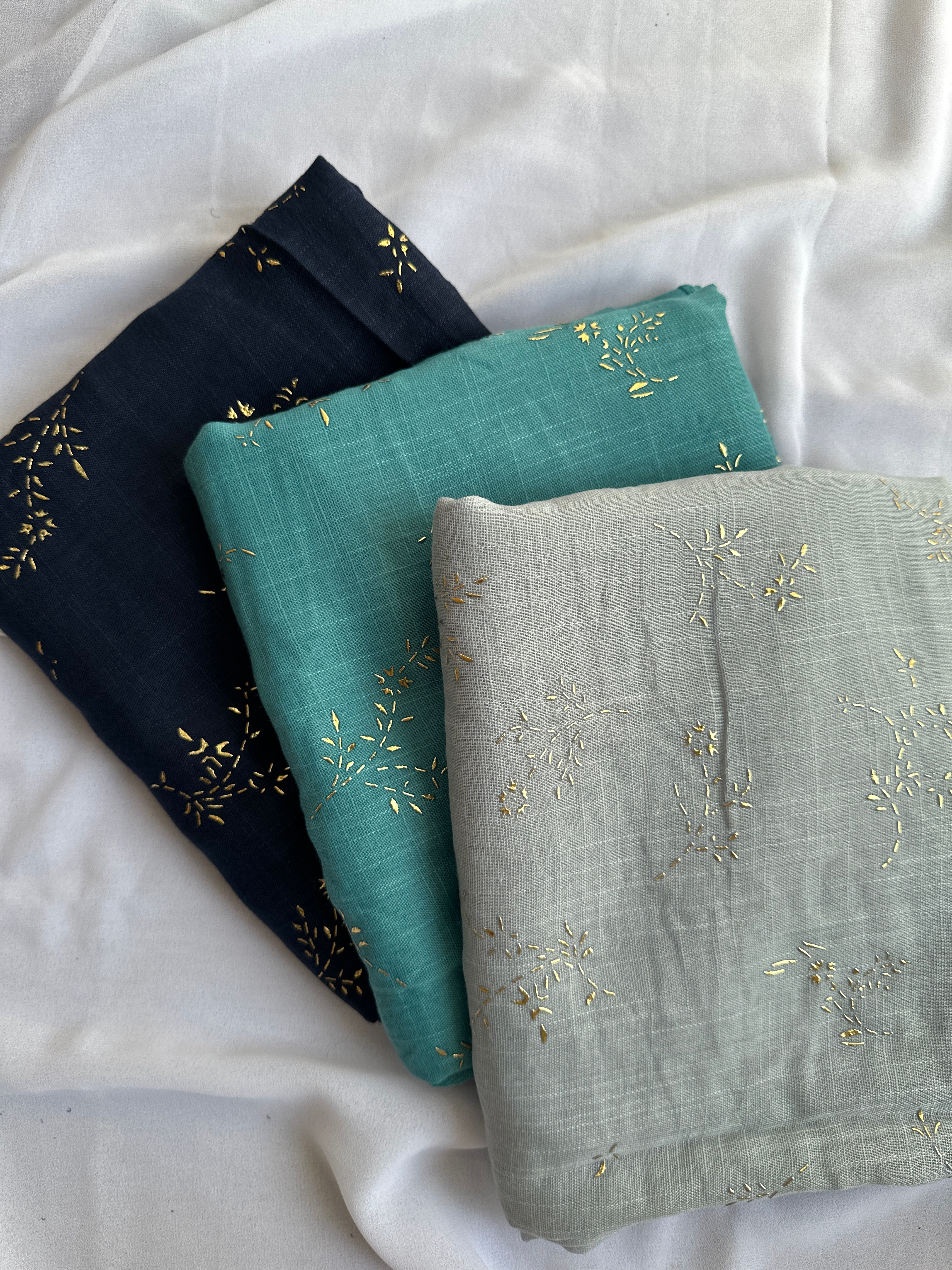 Gold Foil Patterns- Turkish lawn Hijabs- Festive Wear – HappyHijabis.co