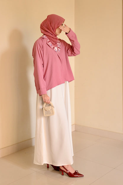 Whispering Petals-Floral Embroidered Half Jacket-  Pink
