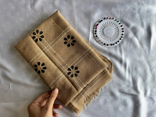 Fancy Floral Grids- Wood Brown