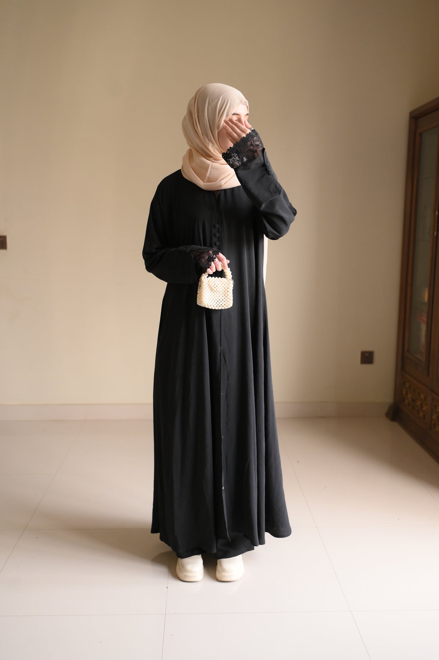 Arwa Luxe Coat Abaya- Black