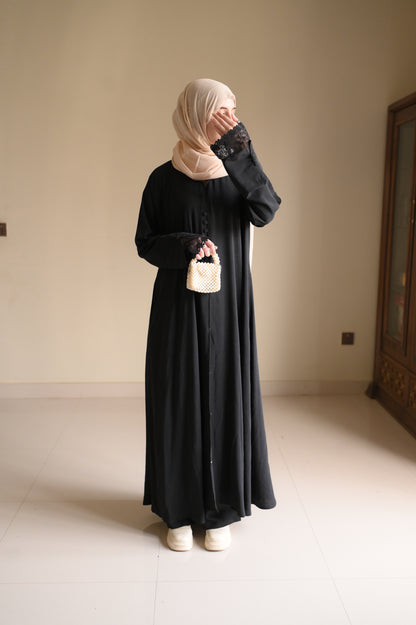 Arwa Luxe Coat Abaya- Black