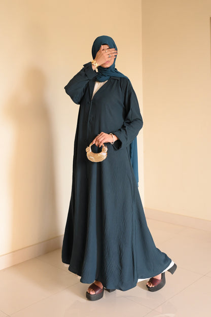 Turkish Staple Coat Abaya- Zinc