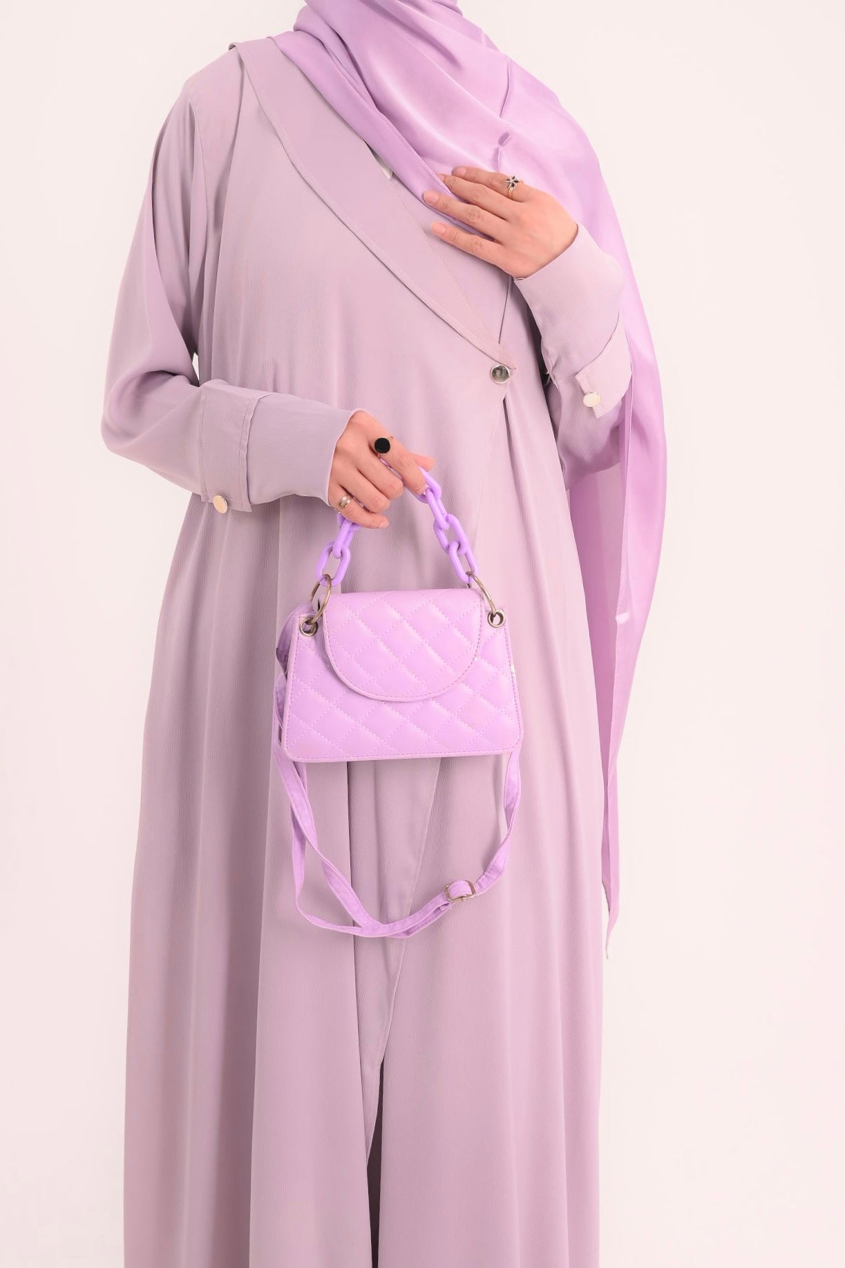 Raha- Bahrain Coat Abaya- Pastel Purple