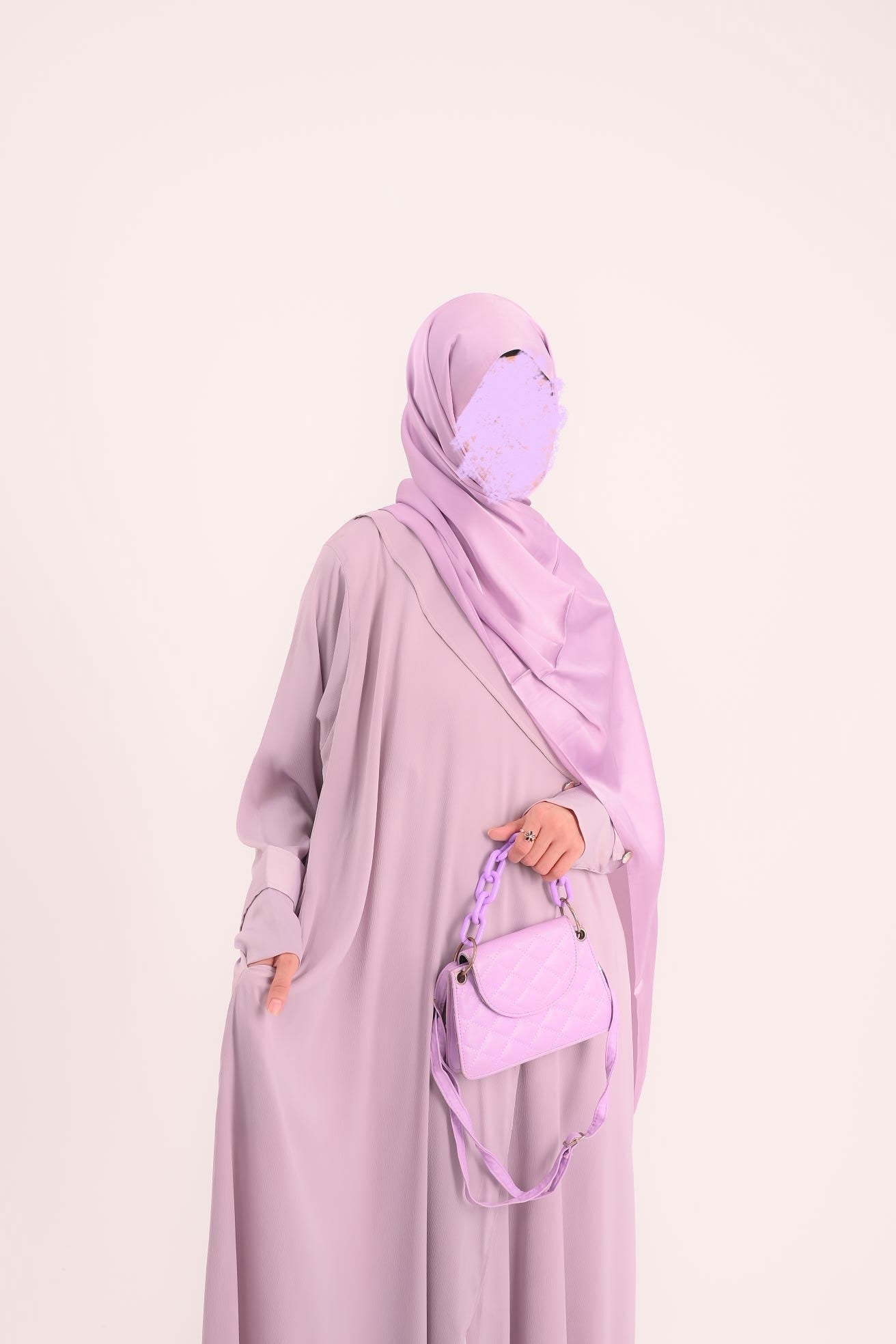 Raha- Bahrain Coat Abaya- Pastel Purple