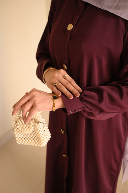 Elara Coord Set- Maroon- Premium Nida