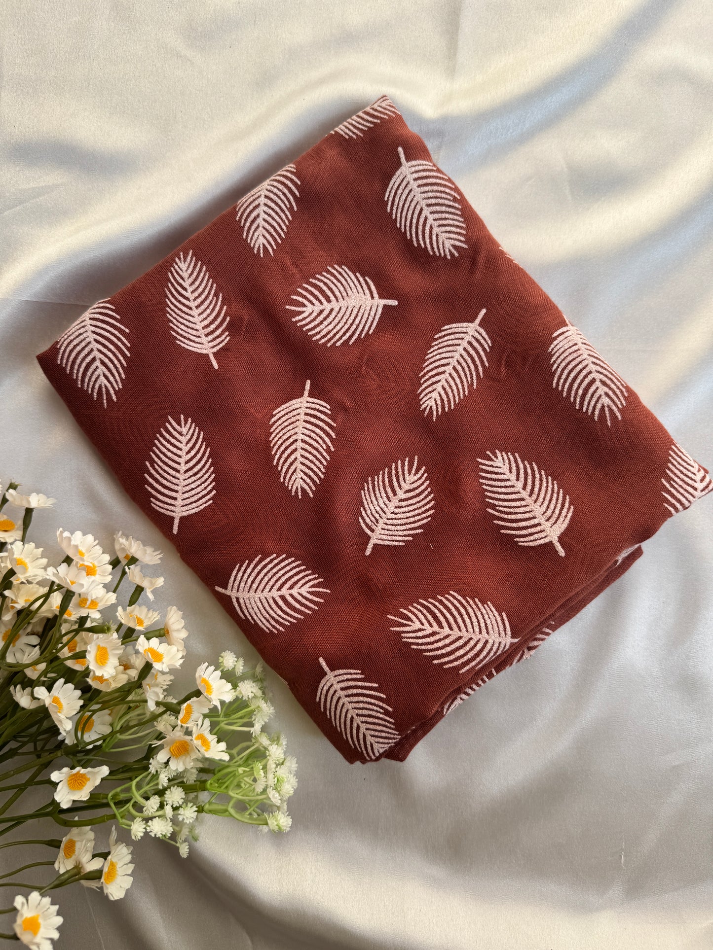 Block Print Feathers- Penny brown
