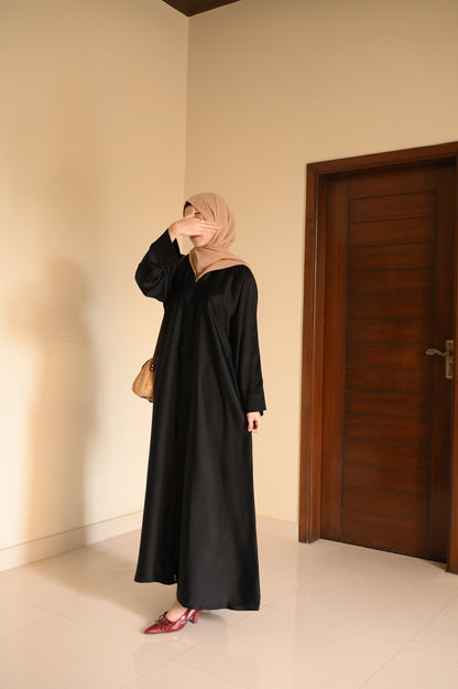 Noir Luxe Staple Abaya- Jet black