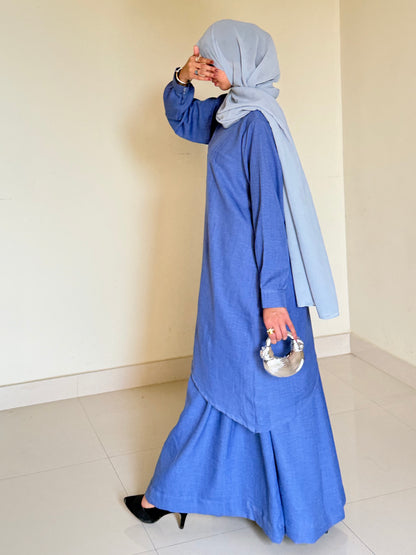 Celestial Coord Set- Denim Blue- Crush Linen