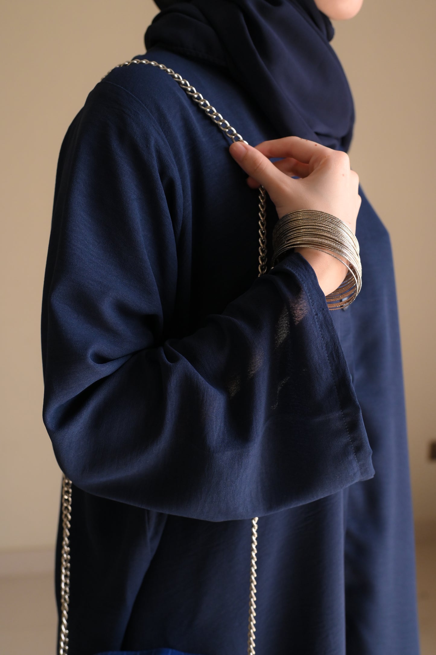 Button Down-Modest Coord Set- Navy Blue