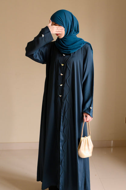 Opulent Waves - Teal Romantic Nida Abaya