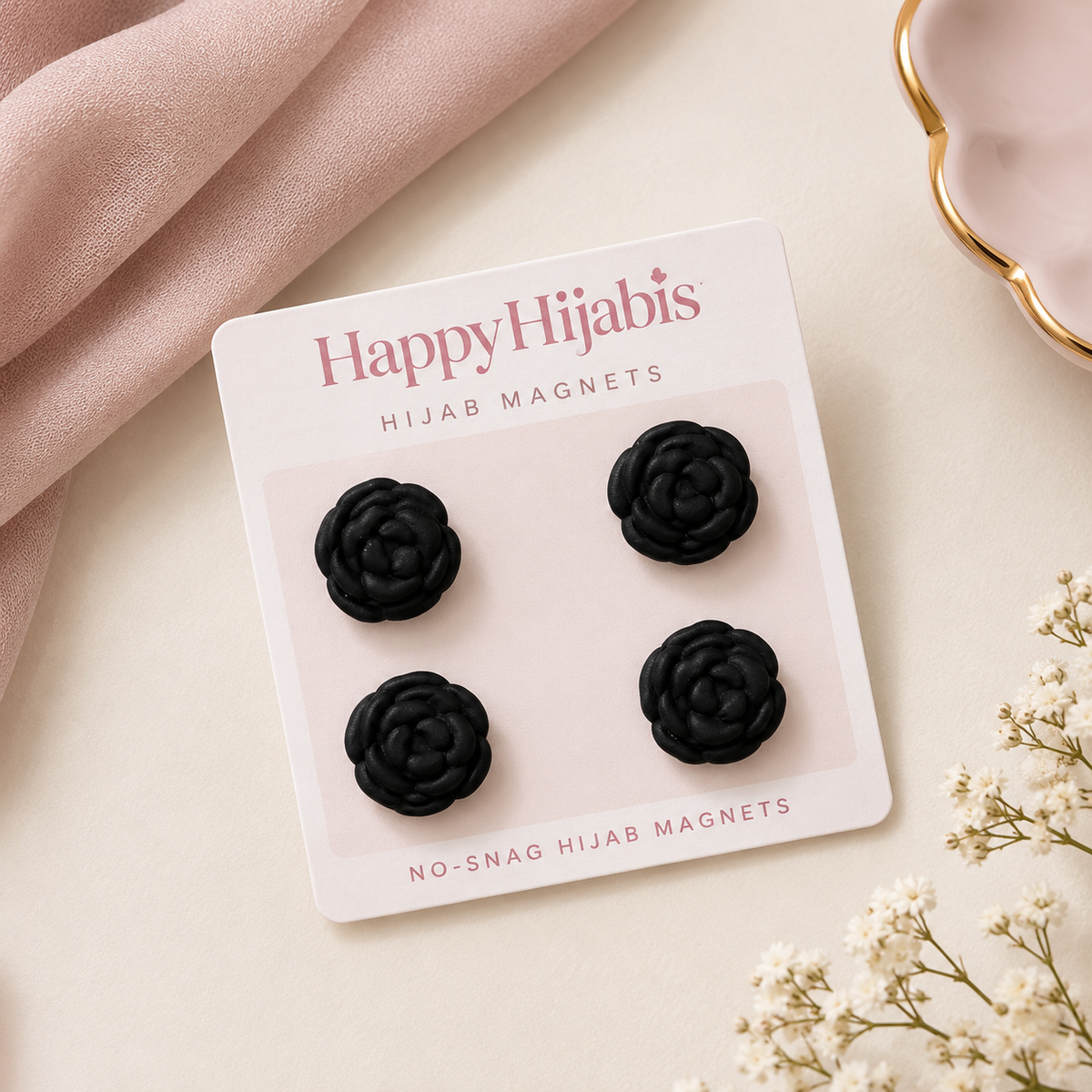 Magnets- Floral Solid Black