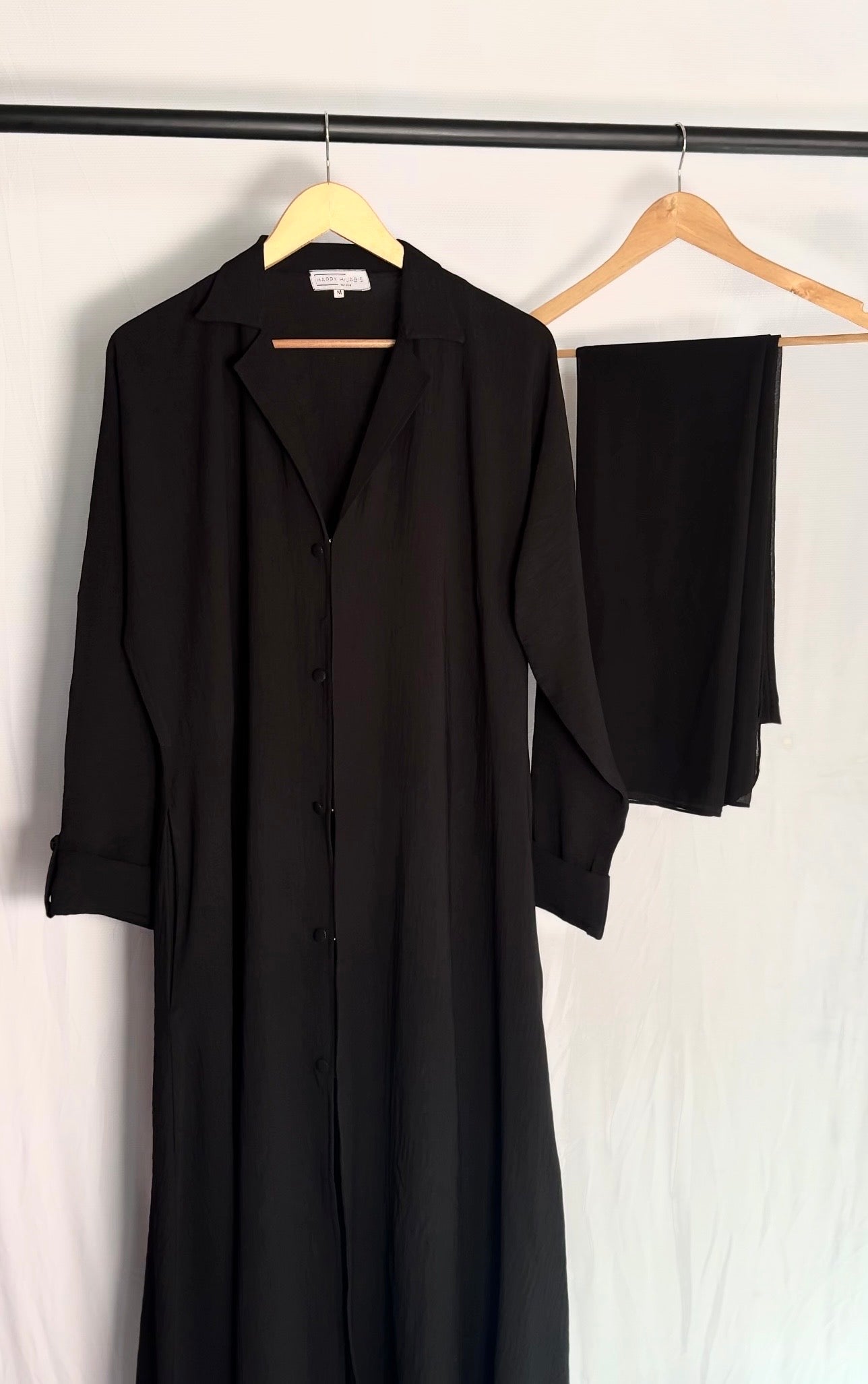 Turkish Staple Coat Abaya- Black