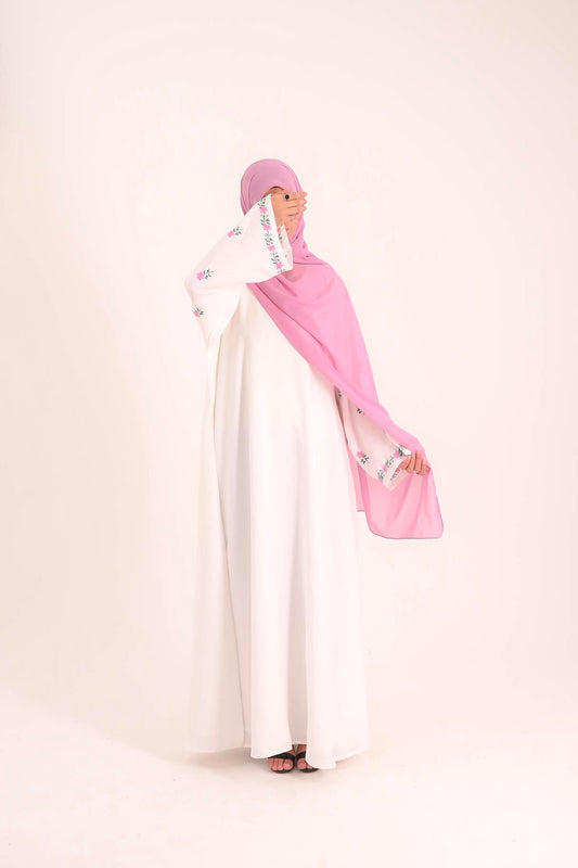 Ivory Bloom- Embroidered Abaya