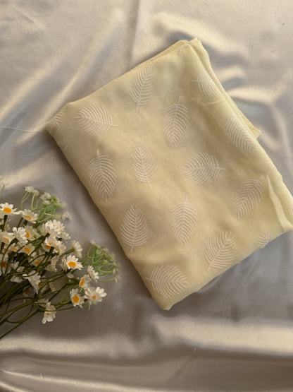 Block Print Feathers- Cream