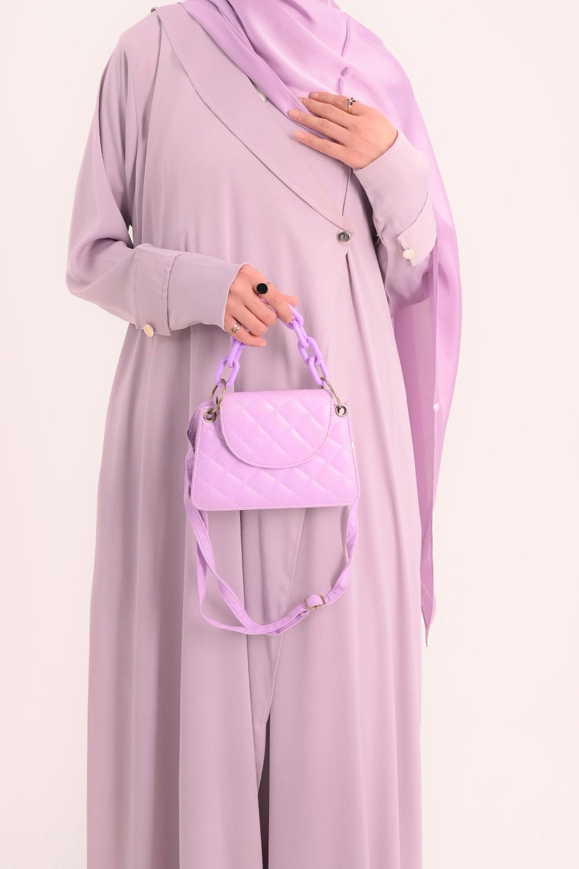 Raha- Bahrain Coat Abaya- Pastel Purple