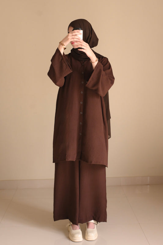 Button Down-Modest Coord Set- Choco