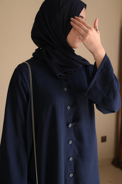 Button Down-Modest Coord Set- Navy Blue