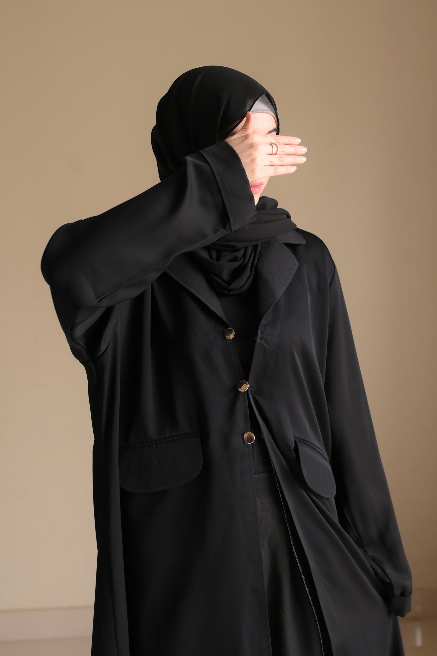 Staple Winter Coat Abaya-Black
