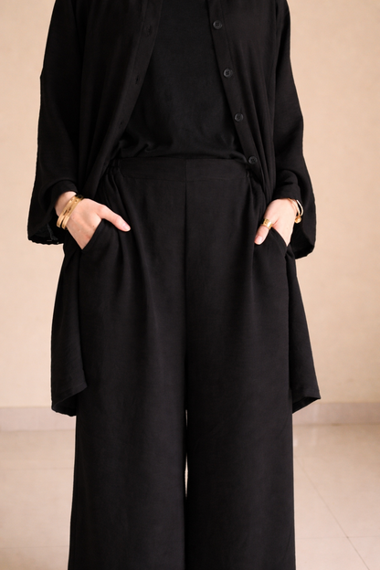 Button Down-Modest Coord Set- Black
