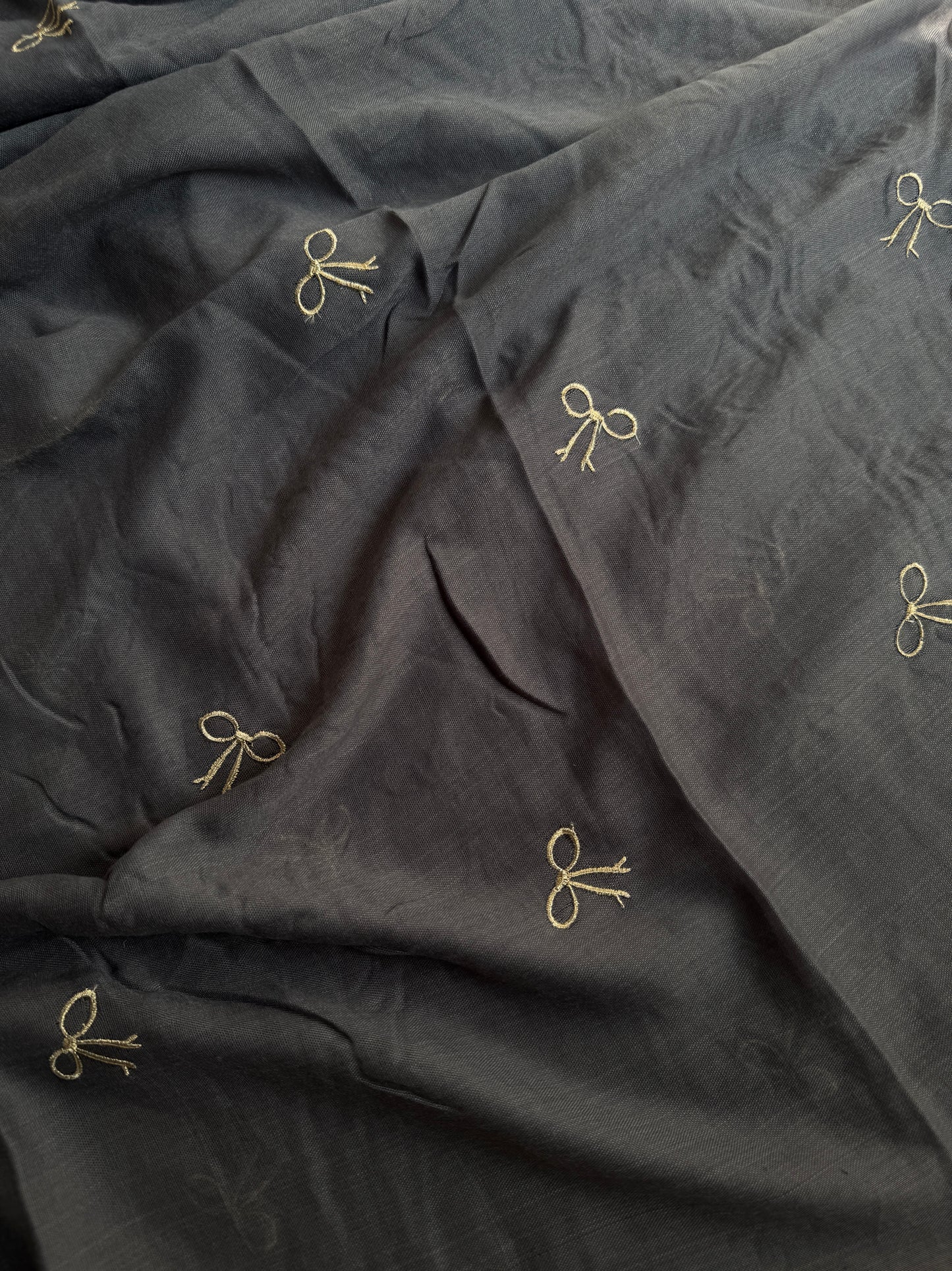 Embroidered Bow Hijabs- Ash Grey