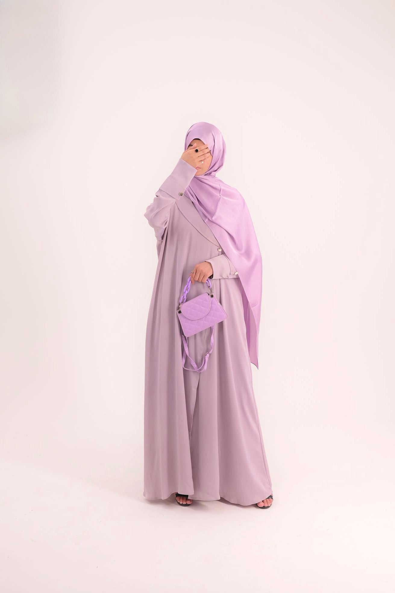 Raha- Bahrain Coat Abaya- Pastel Purple