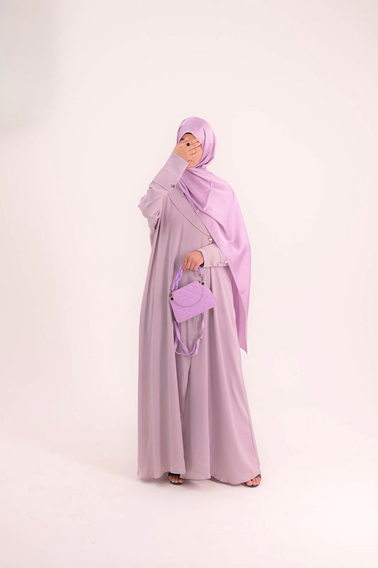 Raha- Bahrain Coat Abaya- Pastel Purple