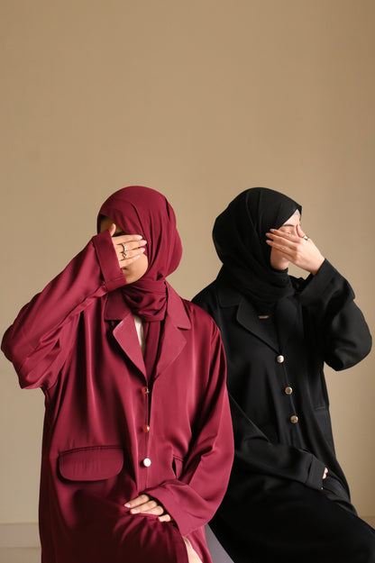 Staple Winter Coat Abaya-Maroon