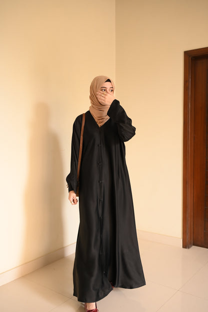 Noir Luxe Staple Abaya- Jet black