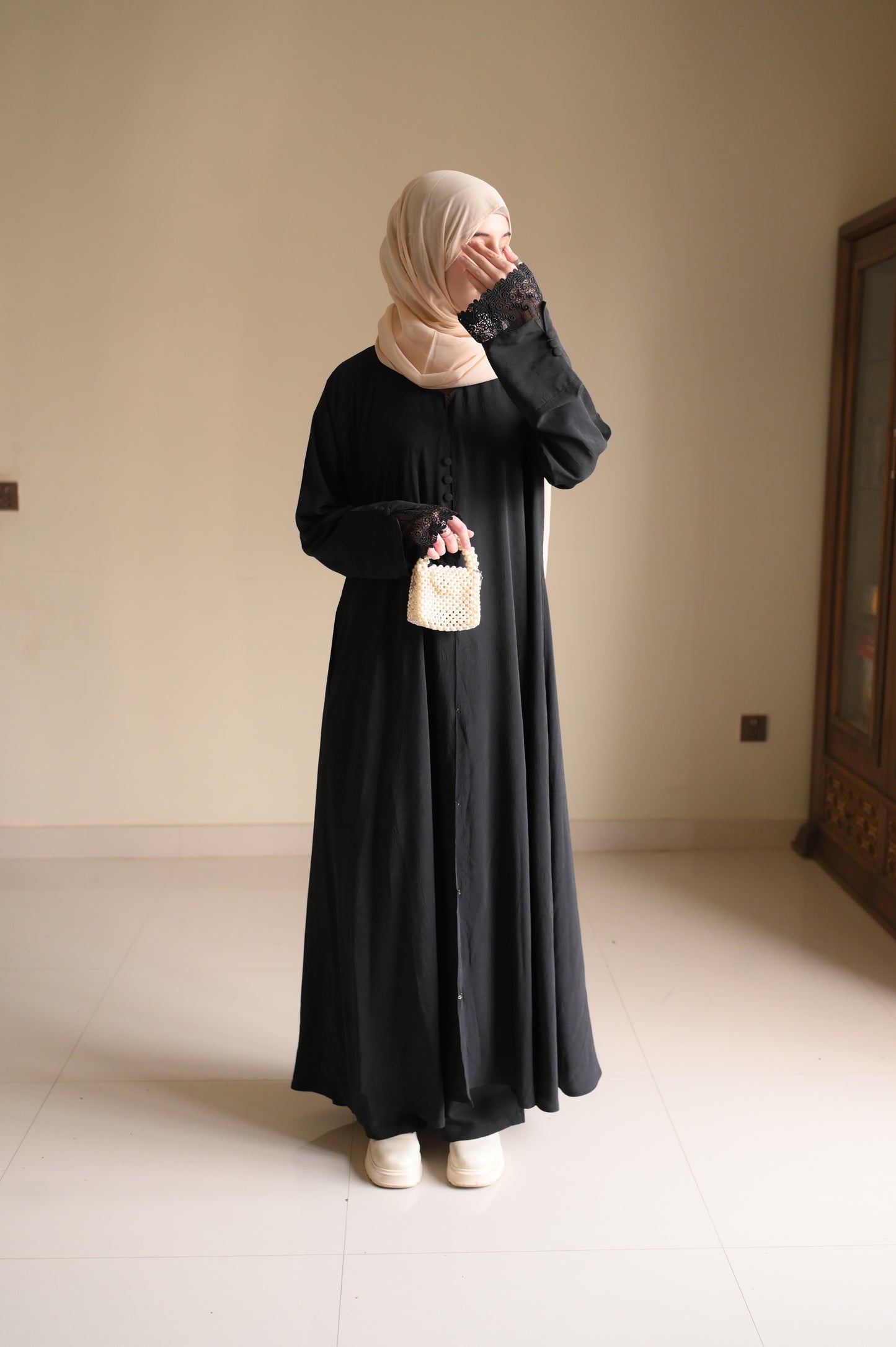 Arwa Luxe Coat Abaya- Black